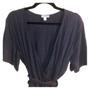 Blue Chelsea28 Romper Large Wrap Top